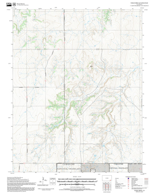2025 Forest Service Topo Map of Table Mesa Colorado