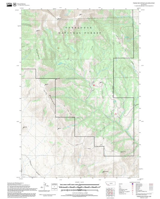 2025 Forest Service Topo Map of Table Mountain Montana