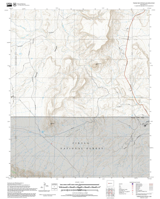 2025 Forest Service Topo Map of Table Mountain New Mexico