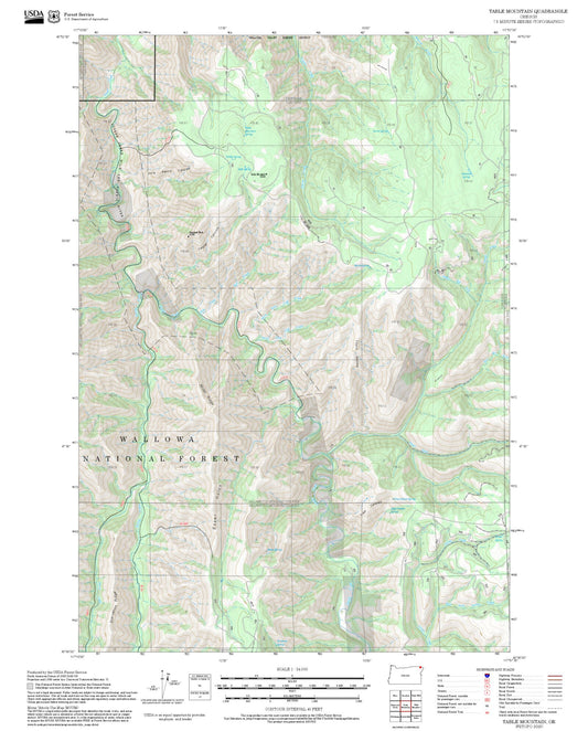 2025 Forest Service Topo Map of Table Mountain Oregon