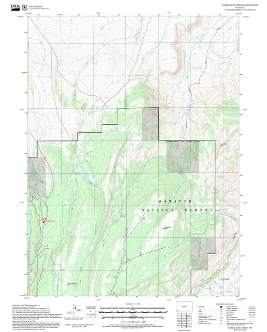 2025 Forest Service Topo Map of Table Mountain Wyoming
