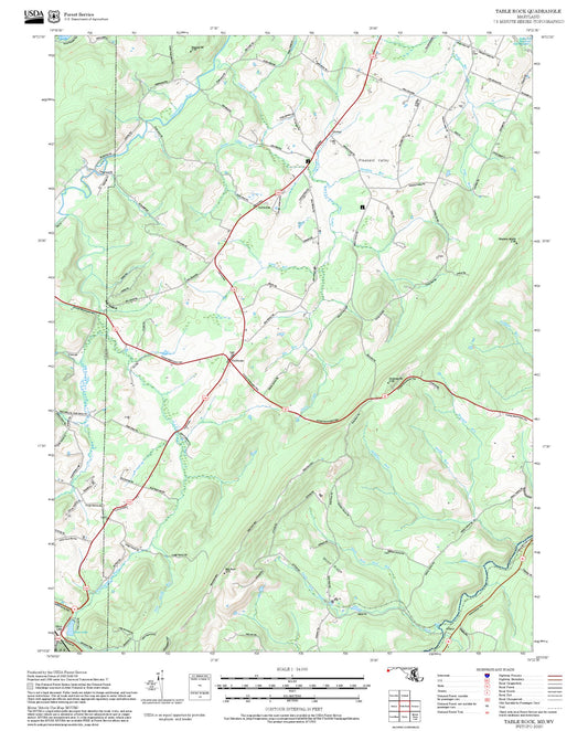 2025 Forest Service Topo Map of Table Rock Maryland