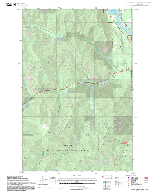 2025 Forest Service Topo Map of Table Top Mountain Montana