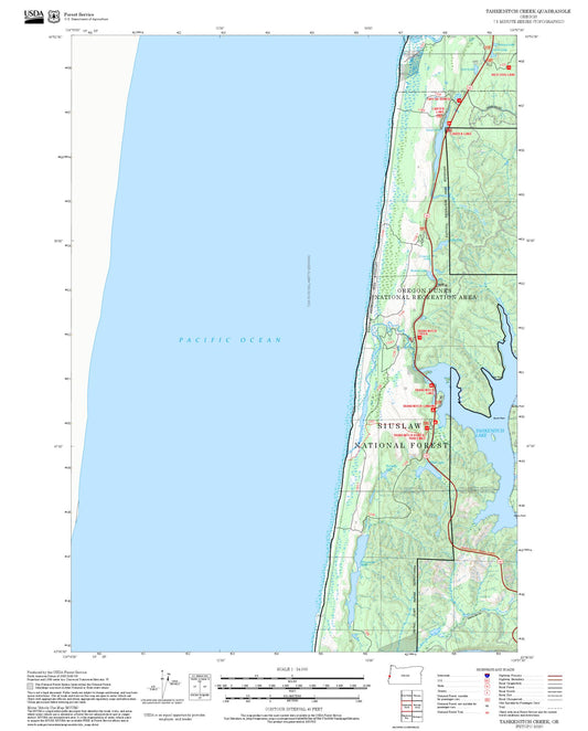 2025 Forest Service Topo Map of Tahkenitch Creek Oregon