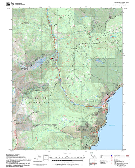 2025 Forest Service Topo Map of Tahoe City California