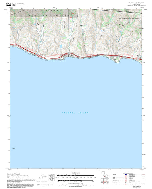 2025 Forest Service Topo Map of Tajiguas California