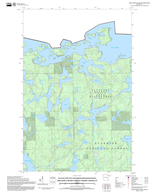 2025 Forest Service Topo Map of Takucmich Lake Minnesota