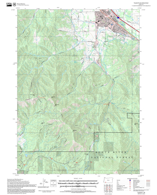 2025 Forest Service Topo Map of Talent Oregon