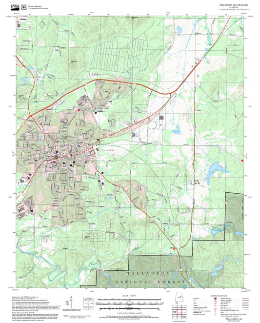 2025 Forest Service Topo Map of Talladega Alabama