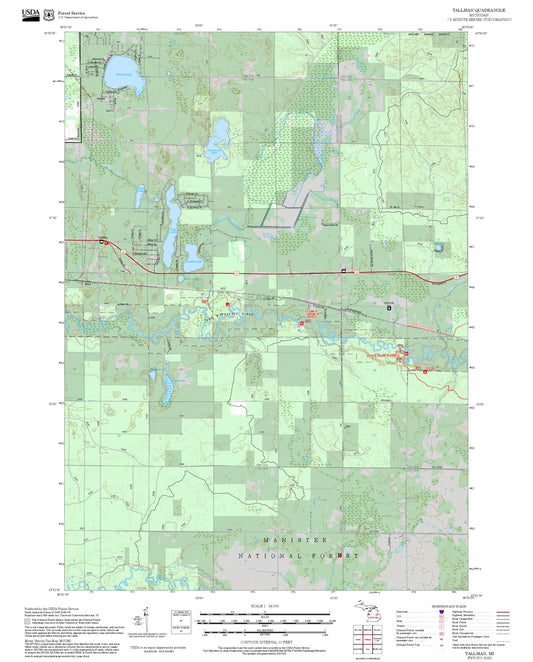 2025 Forest Service Topo Map of Tallman Michigan