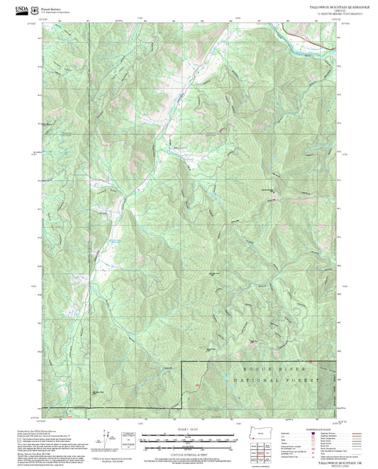 2025 Forest Service Topo Map of Tallowbox Mountain Oregon