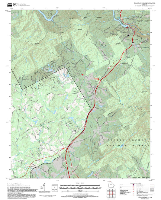 2025 Forest Service Topo Map of Tallulah Falls Georgia