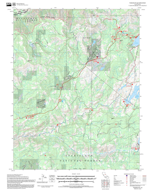2025 Forest Service Topo Map of Tamarack California