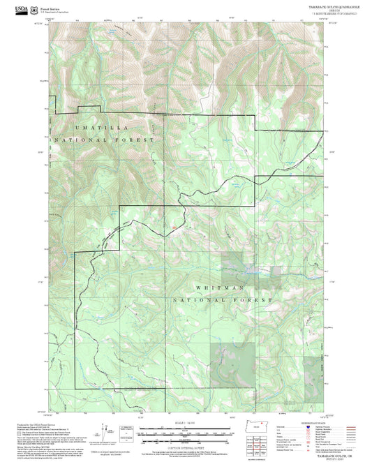 2025 Forest Service Topo Map of Tamarack Gulch Oregon