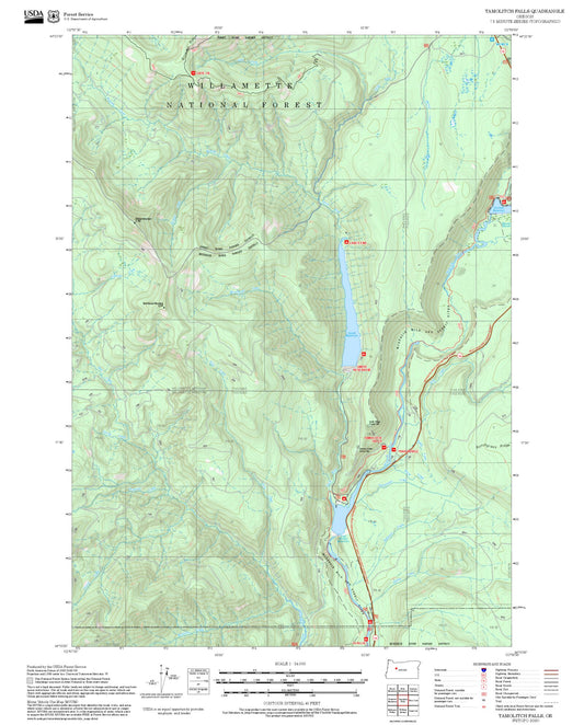2025 Forest Service Topo Map of Tamolitch Falls Oregon