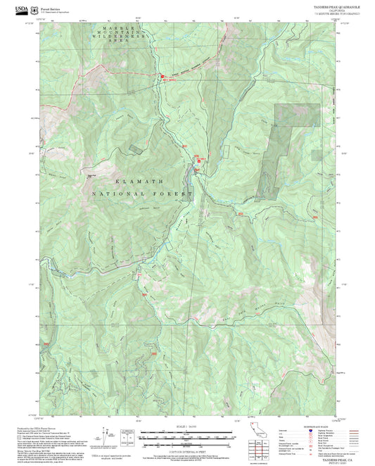 2025 Forest Service Topo Map of Tanners Peak California