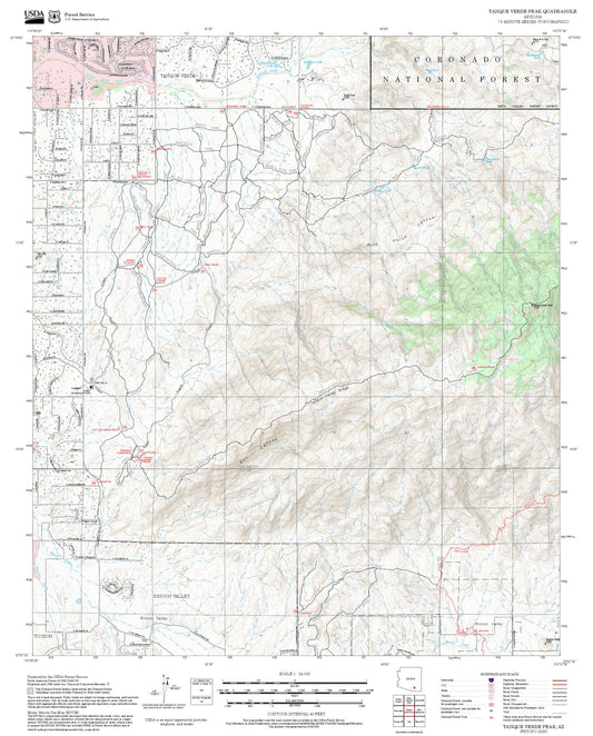 2025 Forest Service Topo Map of Tanque Verde Peak Arizona