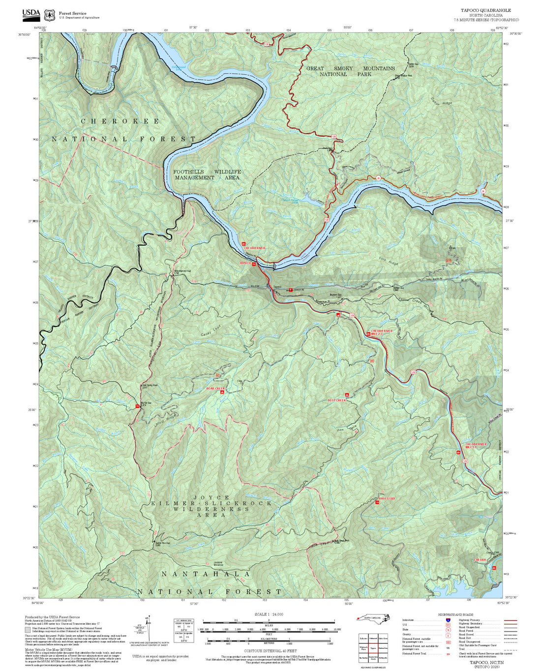2025 Forest Service Topo Map of Tapoco North Carolina – MyTopo Map Store