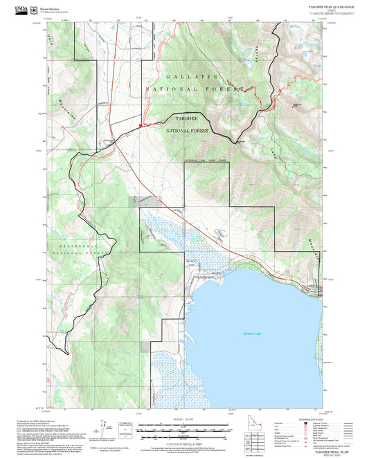 2025 Forest Service Topo Map of Targhee Peak Idaho