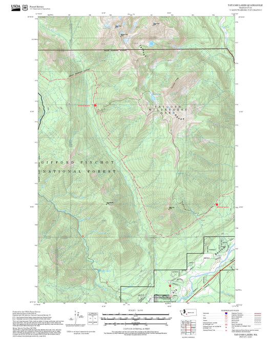 2025 Forest Service Topo Map of Tatoosh Lakes Washington