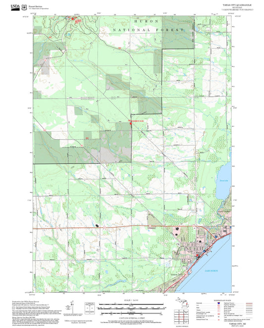 2025 Forest Service Topo Map of Tawas City Michigan