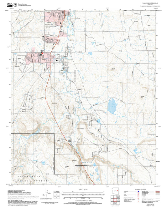2025 Forest Service Topo Map of Taylor Arizona