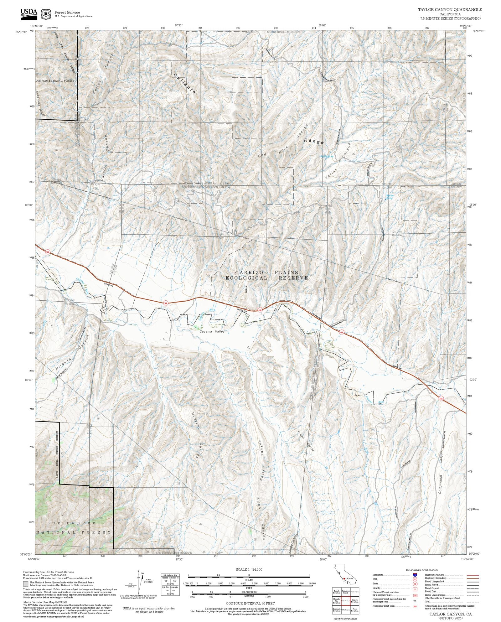 2025 Forest Service Topo Map of Taylor Canyon California – MyTopo Map Store