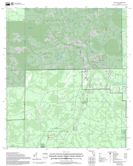 2025 Forest Service Topo Map of Taylor Florida