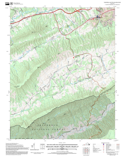 2025 Forest Service Topo Map of Tazewell South Virginia