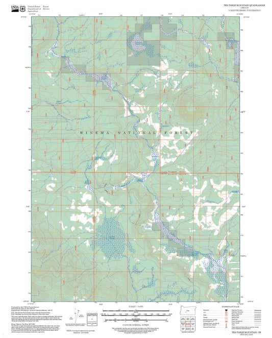 2025 Forest Service Topo Map of Tea Table Mountain Oregon