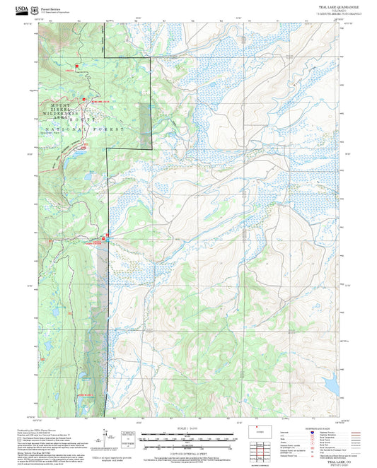 2025 Forest Service Topo Map of Teal Lake Colorado