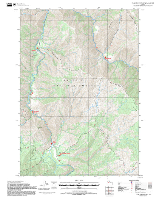 2025 Forest Service Topo Map of Teapot Mountain Idaho