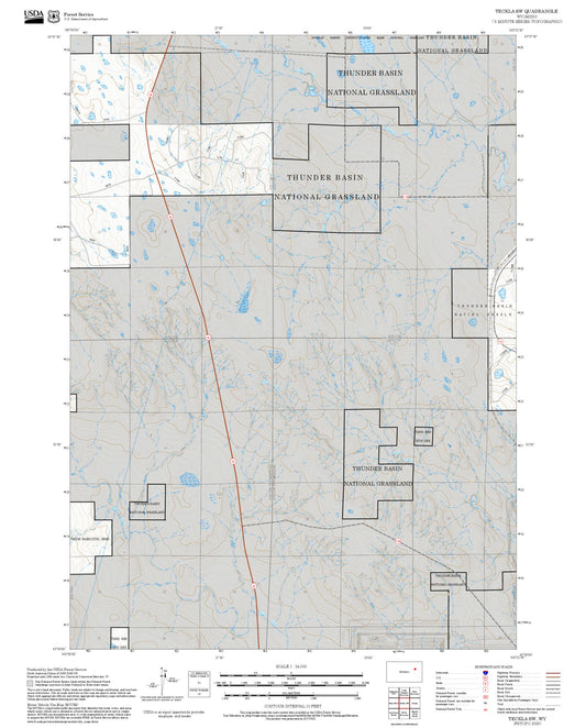 2025 Forest Service Topo Map of Teckla SW Wyoming