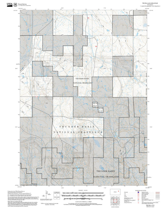 2025 Forest Service Topo Map of Teckla Wyoming