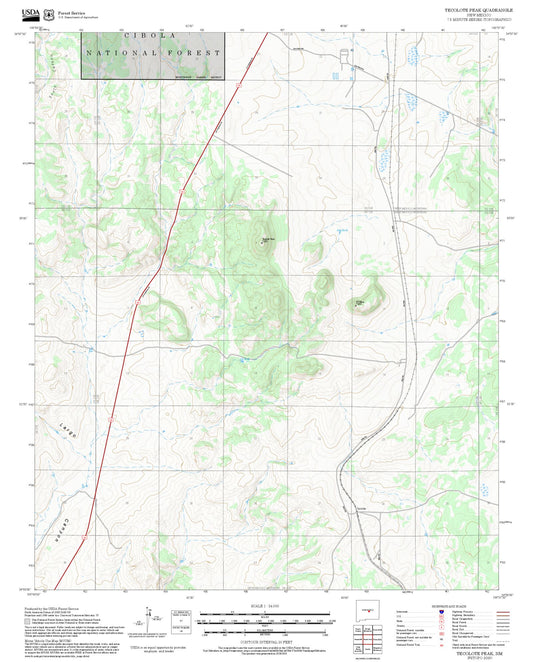 2025 Forest Service Topo Map of Tecolote Peak New Mexico