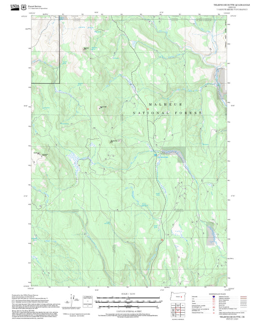 2025 Forest Service Topo Map of Telephone Butte Oregon