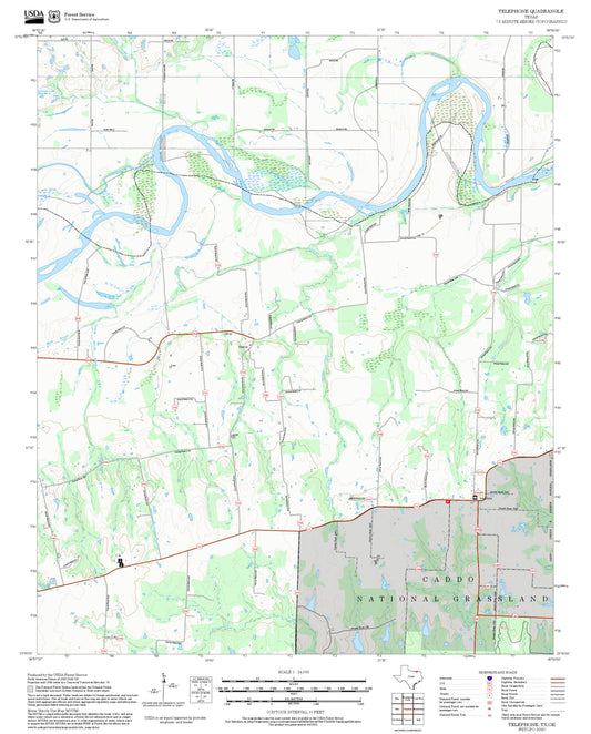 2025 Forest Service Topo Map of Telephone Texas
