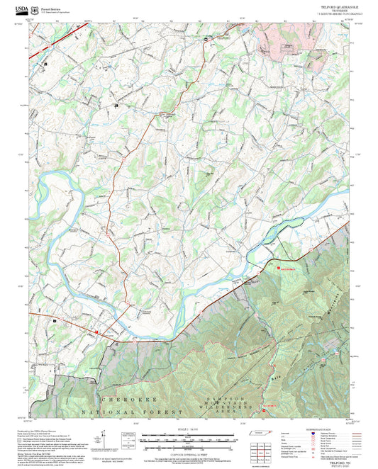 2025 Forest Service Topo Map of Telford Tennessee