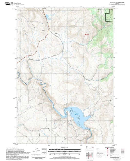 2025 Forest Service Topo Map of Telocaset Oregon