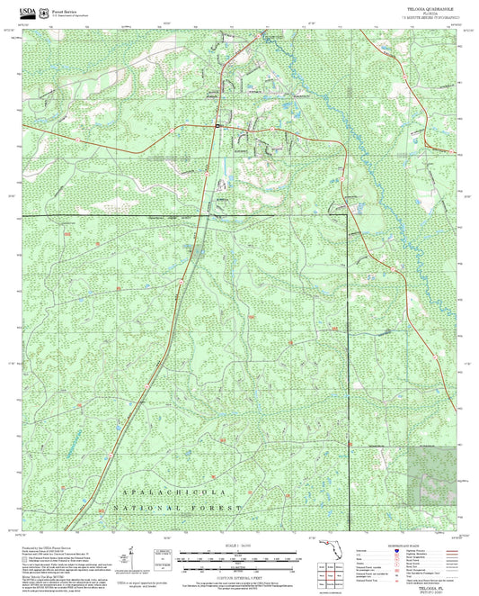 2025 Forest Service Topo Map of Telogia Florida
