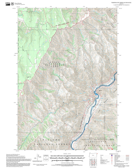 2025 Forest Service Topo Map of Temperance Creek Oregon