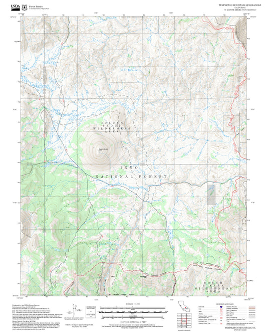 2025 Forest Service Topo Map of Templeton Mountain California