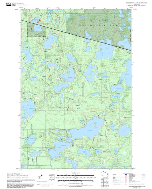2025 Forest Service Topo Map of Tenderfoot Lake Wisconsin