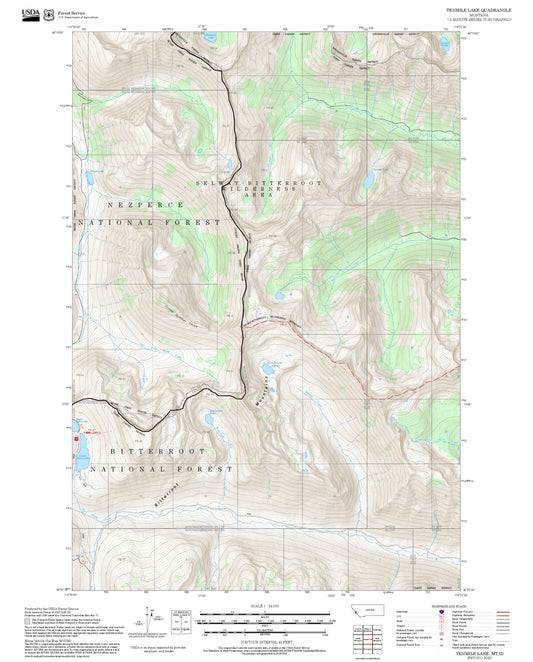 2025 Forest Service Topo Map of Tenmile Lake Montana