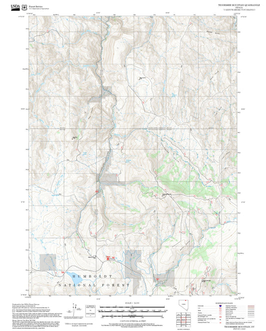2025 Forest Service Topo Map of Tennessee Mountain Nevada