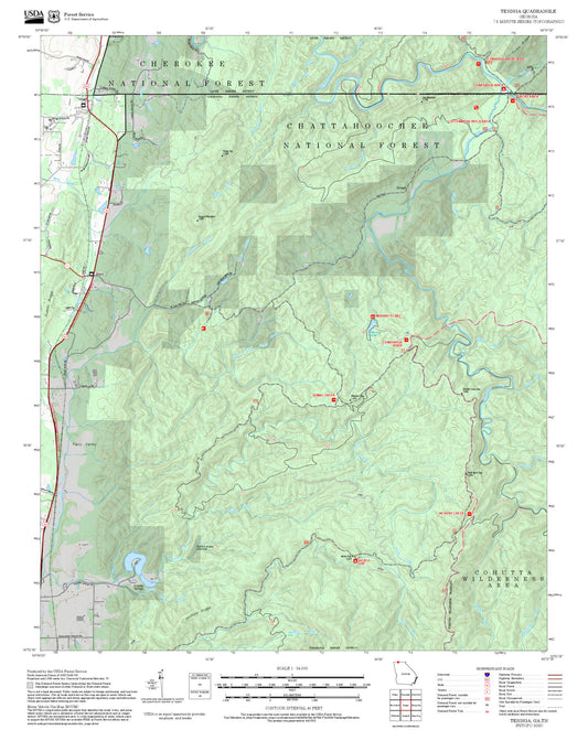 2025 Forest Service Topo Map of Tennga Georgia