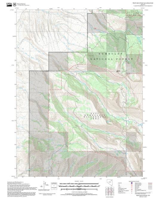 2025 Forest Service Topo Map of Tent Mountain Nevada