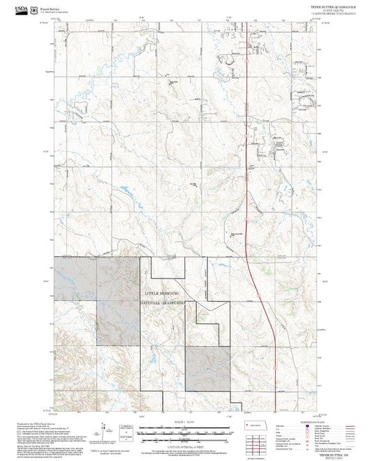 2025 Forest Service Topo Map of Tepee Buttes North Dakota