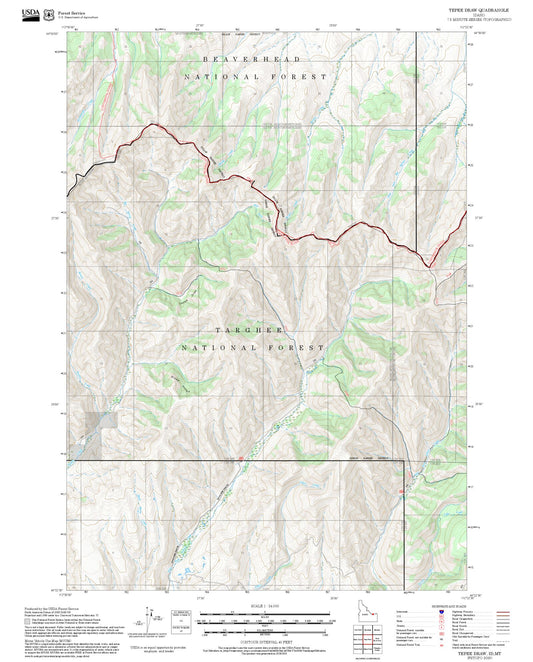 2025 Forest Service Topo Map of Tepee Draw Idaho