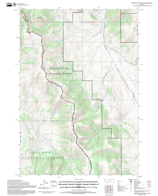 2025 Forest Service Topo Map of Tepee Mountain Montana